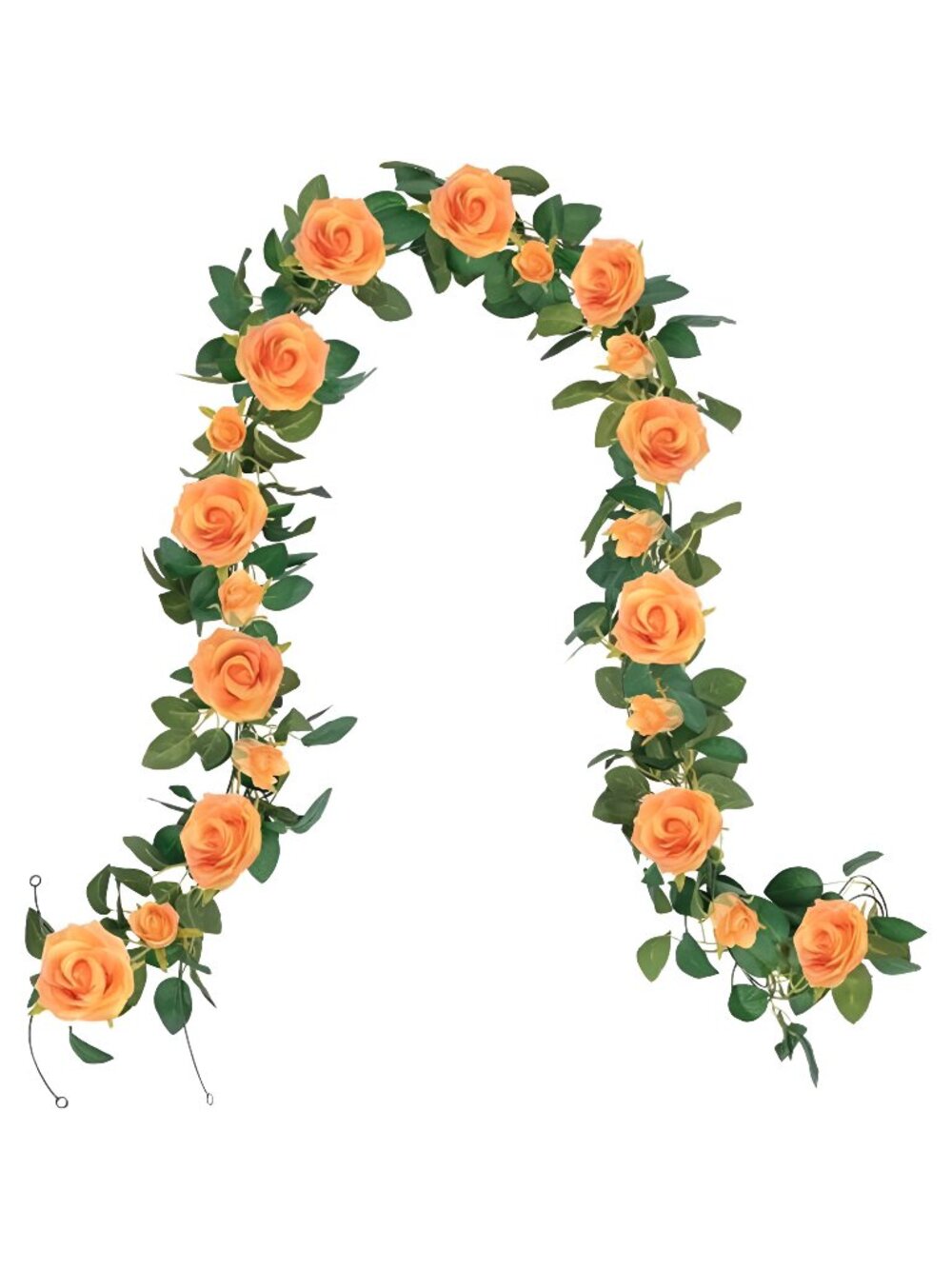 3 Pack Artificial Orange Rose Vines Floral Garlands Total 19.5 Ft